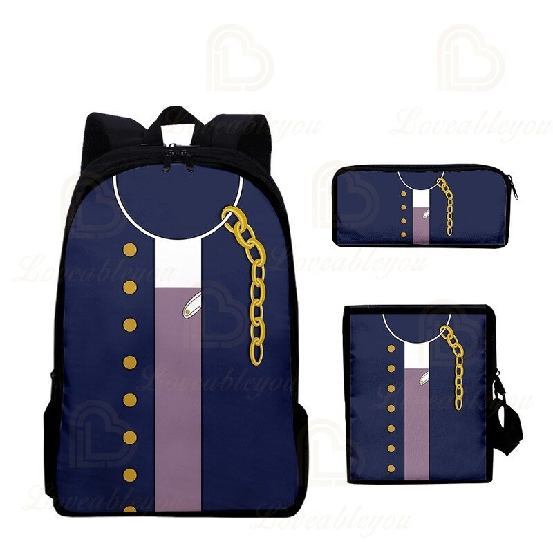 2020 New JOJO Bizarre Adventure Oxford Cloth Three piece Pencil Case Shoulder Bag Backpack Backpack Set 3 ✅ JJBA Shop
