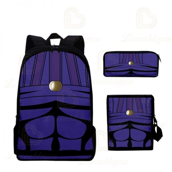 2020 New JOJO Bizarre Adventure Oxford Cloth Three piece Pencil Case Shoulder Bag Backpack Backpack Set 4 ✅ JJBA Shop