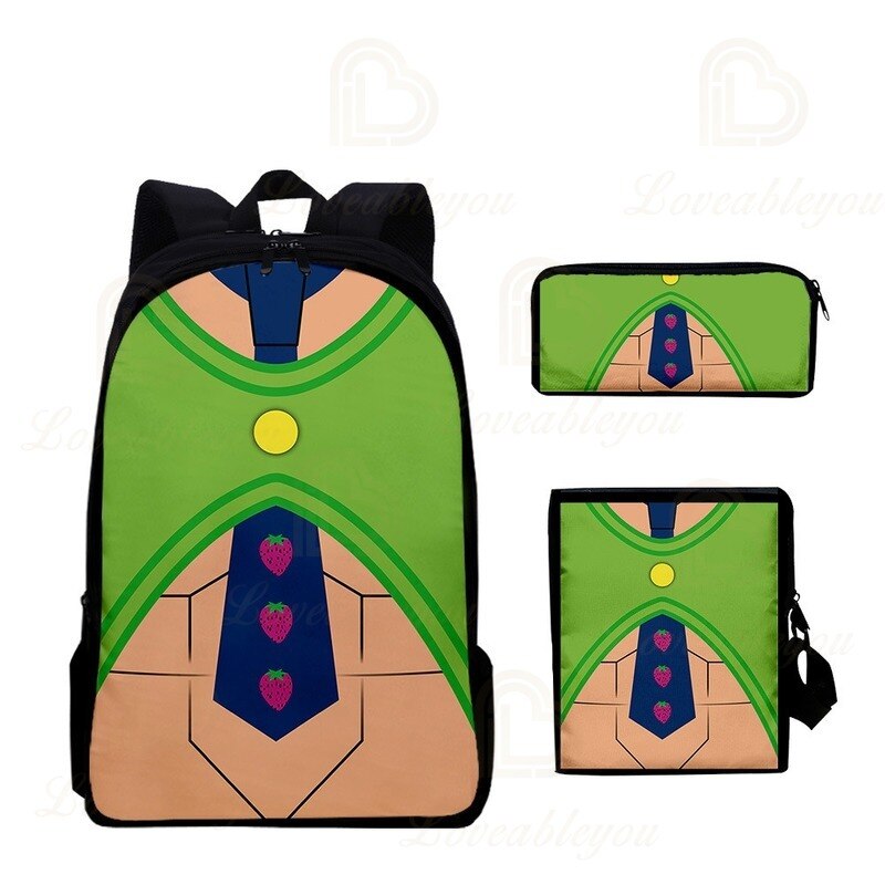 2020 New JOJO Bizarre Adventure Oxford Cloth Three piece Pencil Case Shoulder Bag Backpack Backpack Set 5 ✅ JJBA Shop