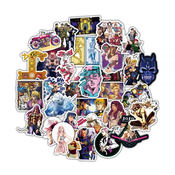 50pcs set Anime JoJo Bizarre Adventure Stickers Cosplay Accessories Prop PVC Waterproof Cartoon Decal Sticker 4 ✅ JJBA Shop