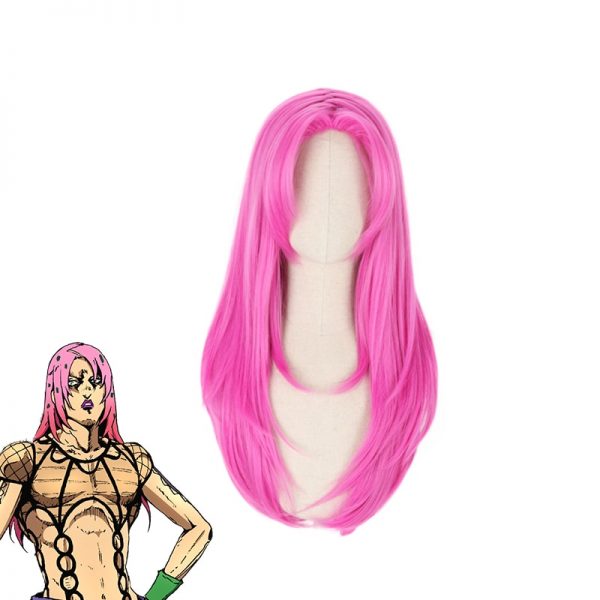 JOJO s Bizarre Adventure Golden Wind Diavolo Pink Long Wig Cosplay Costume Heat Resistant Synthetic Hair - Jojo's Bizarre Adventure Merch