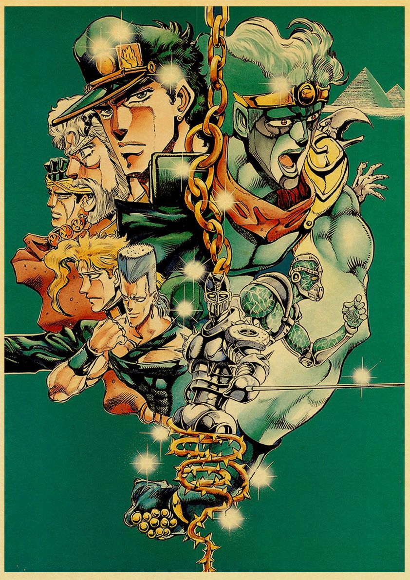 classic Anime JoJo s Bizarre Adventure JOJO Poster Action Anime retro Poster Painting Wall Art for 4 ✅ JJBA Shop