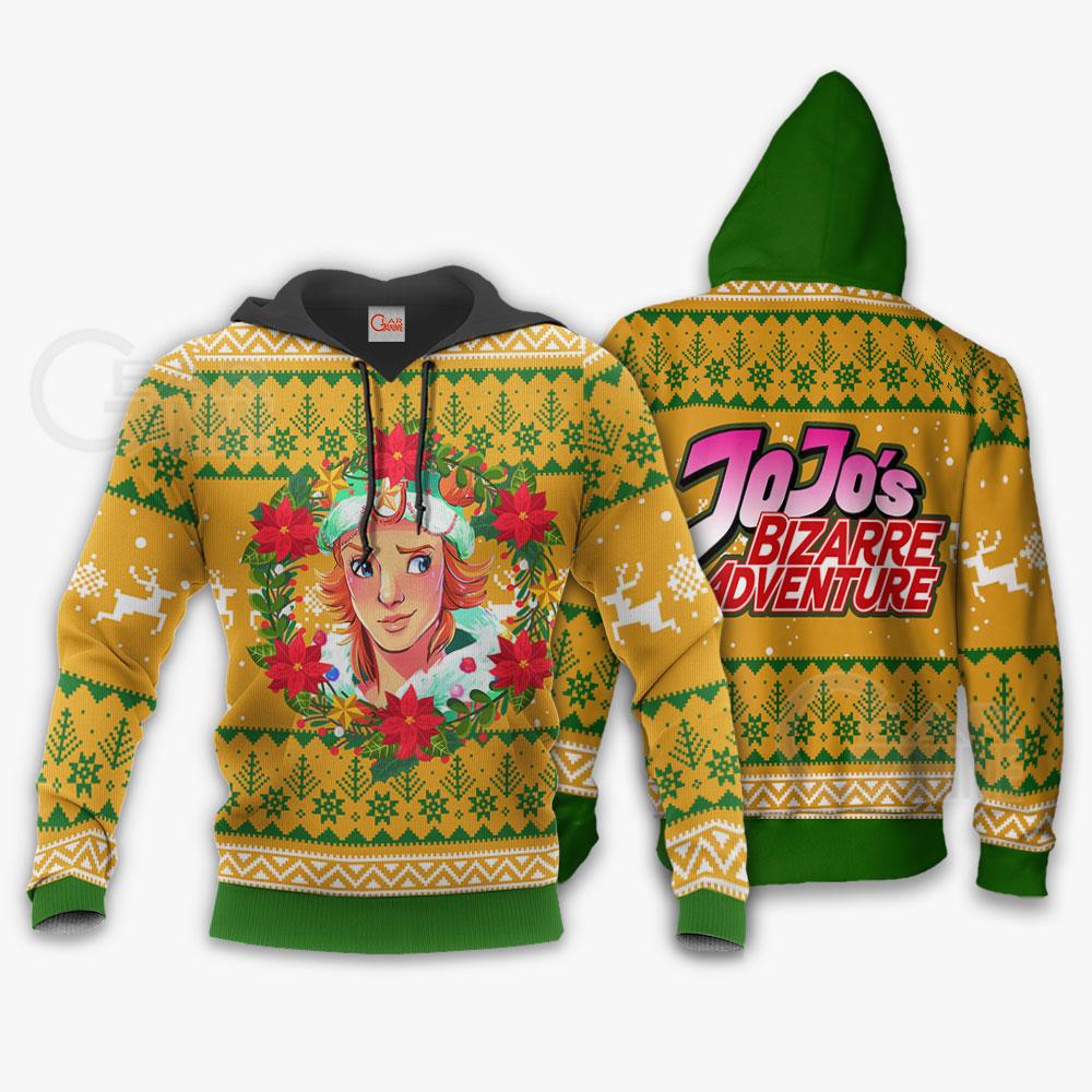 1104 AOP Jojo Characters Ugly Xmas VA Dio Brando 2 hoodie font and back ✅ JJBA Shop