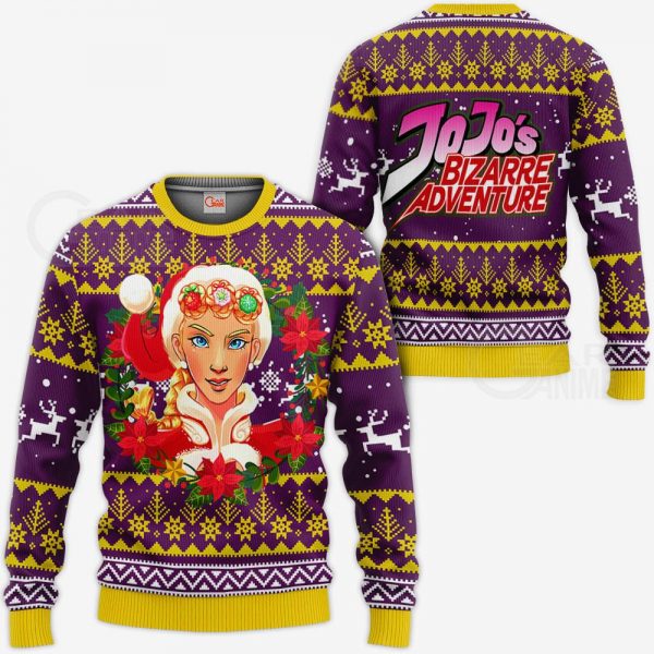 1104 AOP Jojo Characters Ugly Xmas VA Giorno Giovanna 3 MK sweatshirt F 2BB ✅ JJBA Shop