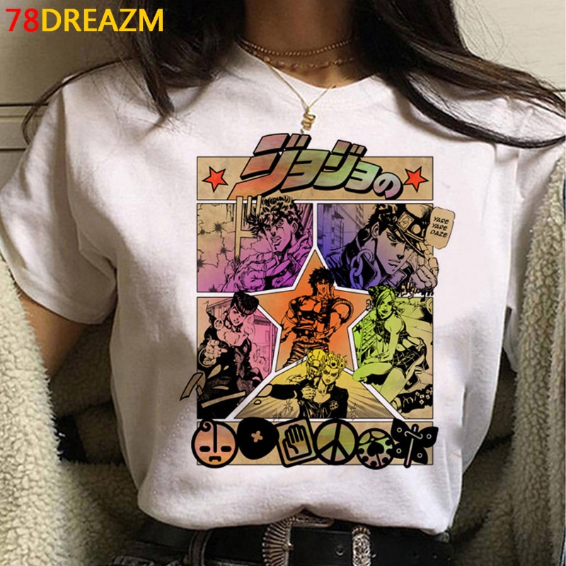 Japanese Anime Jojo Bizarre Adventure T Shirt Men Summer Tops Funny Cartoon T shirt Streetwear Fashion ✅ JJBA Shop