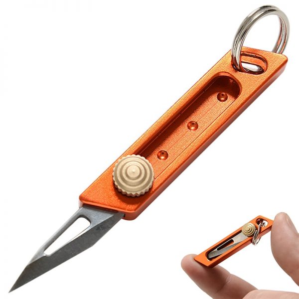 Portable Retractable Sliding Blade Outdoor Survive Stainless Steel EDC Pocket Knife Mini Keychain Knife Paper Key ✅ JJBA Shop
